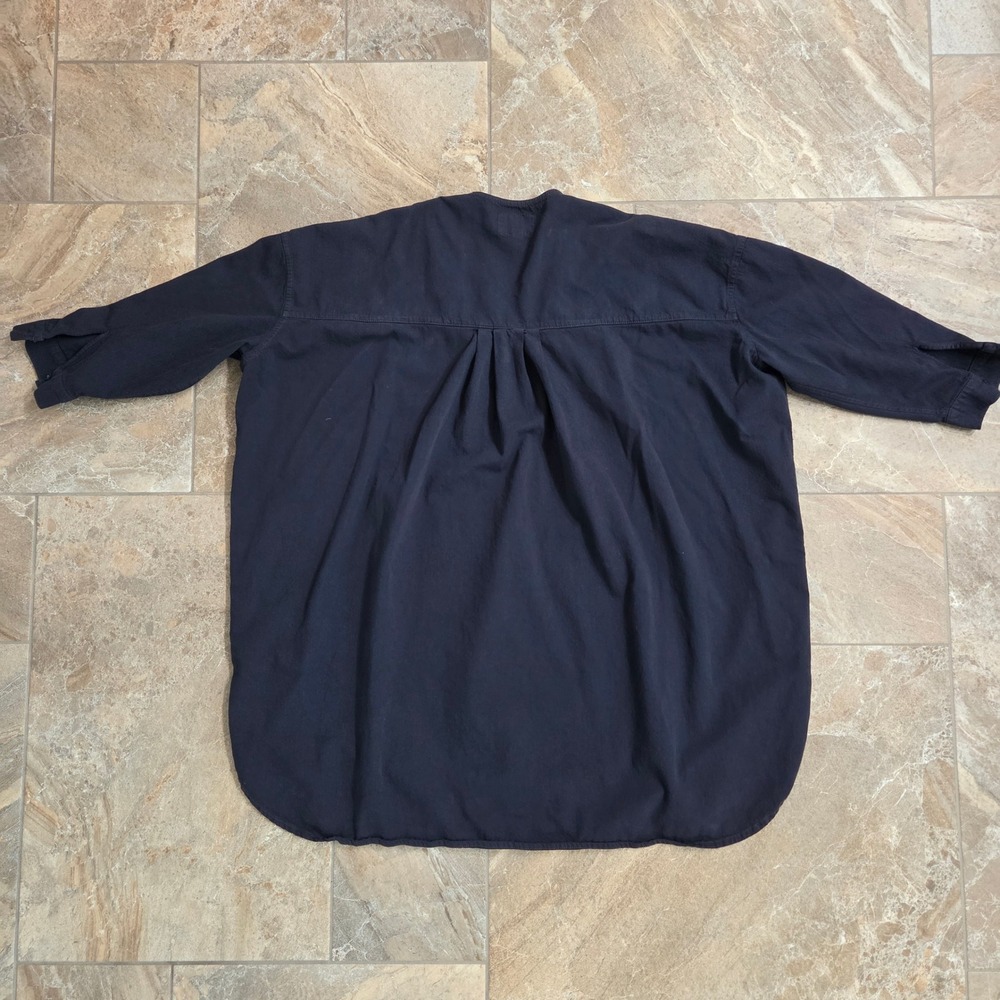 Lucky Brand Indigo Tunic Top Pleated Back 3/4 Sleeve Casual Shirt S